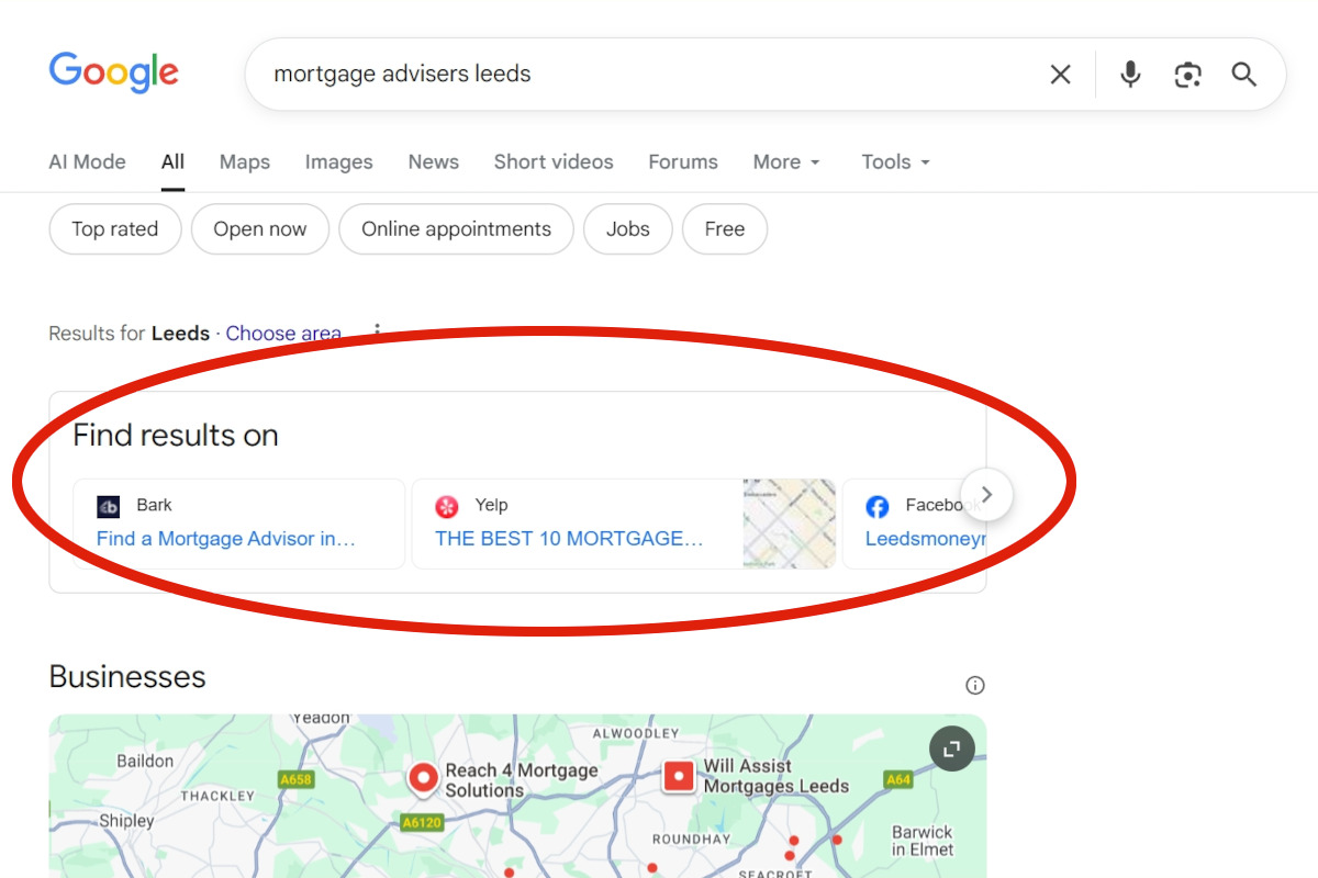 Google Find Results On